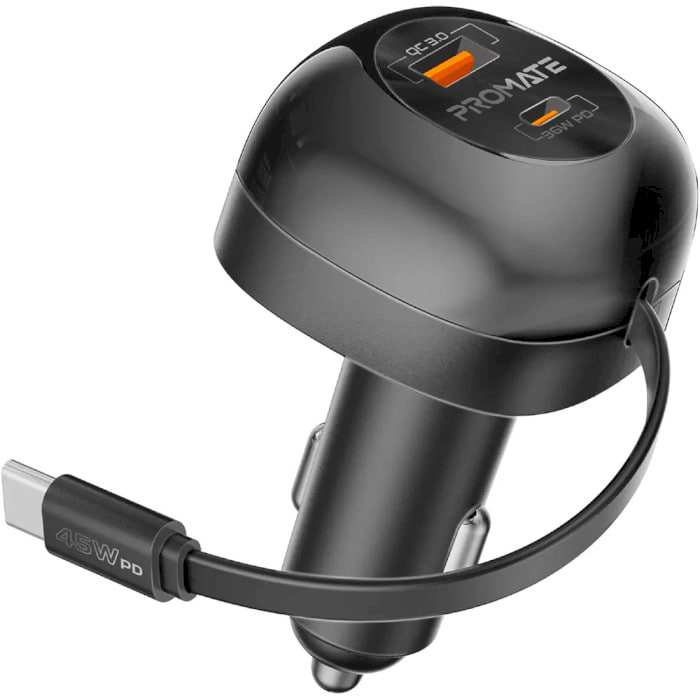 Купить Автомобильное зарядное устройство Promate PowerDrive-RC65 USB-A/USB-C Black - Фото 1 Автомобильное зарядное устройство Promate PowerDrive-RC65 USB-A/USB-C Black - Фото 1