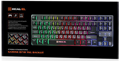 Фото - Клавиатура проводная игровая REAL-EL 8710 TKL Backlit USB Black