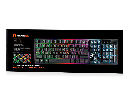 Фото - Клавіатура дротова ігрова REAL-EL Comfort 7090 Backlit USB Black