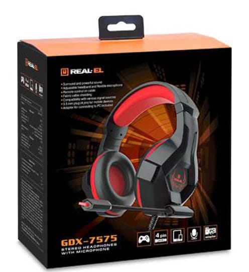 Фото - Гарнітура дротова ігрова REAL-EL GDX-7575 Black/Red