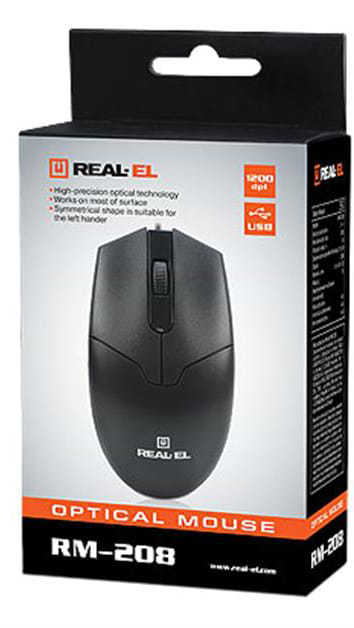 Фото - Миша дротова REAL-EL RM-208 Black USB