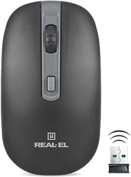 Мышь беспроводная REAL-EL RM-303 Black-Grey USB - Фото 1