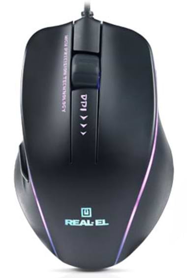 Мышь проводная игровая REAL-EL RM-747 Black USB - Фото 1