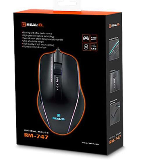 Фото - Миша дротова ігрова REAL-EL RM-747 Black USB