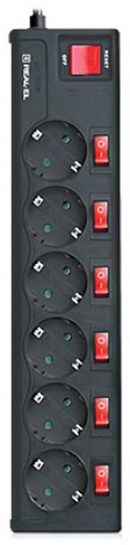 Сетевой фильтр REAL-EL RS-6 EXTRA (6 роз, 5 м), 10А