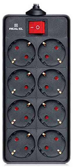 Фото - Сетевой фильтр REAL-EL RS-8 Protect 1.8m Black