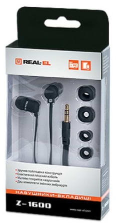 Фото - Навушники вкладиші REAL-EL Z-1600 Black