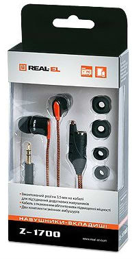 Фото - Навушники вкладиші REAL-EL Z-1700 Black