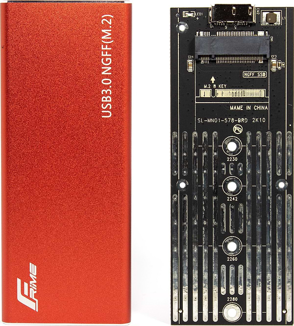 Фото - Уцінка - Зовнішня кишеня Frime M.2 NGFF SATA Metal USB 3.0(TYPE-A) Red (FHE203.M2U30)
