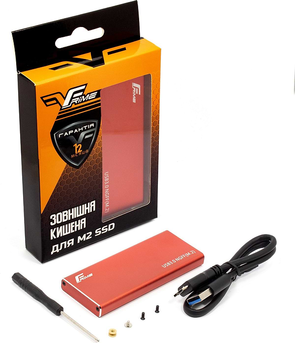 Фото - Уцінка - Зовнішня кишеня Frime M.2 NGFF SATA Metal USB 3.0(TYPE-A) Red (FHE203.M2U30)