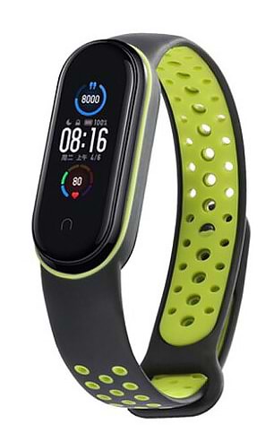 Ремешок для фитнес-браслета BeCover Vents Style for Xiaomi Mi Smart Band 7 Black-Green (710505)