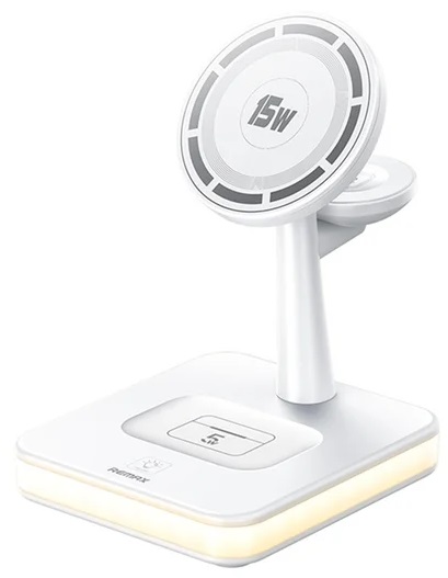 Бездротовий зарядний пристрій Remax 33W Multifunctional 3-in-1 Wireless Charger with Light RP-W96 White (6954851222279)