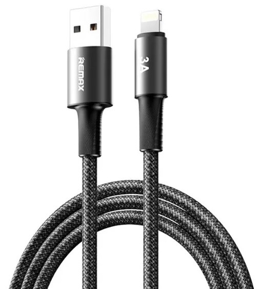 Кабель Remax WindSpeed Series Fast charging aluminum alloy braided data cable CB25  (A-L) 3A - Black 1.2м (6954851247692)