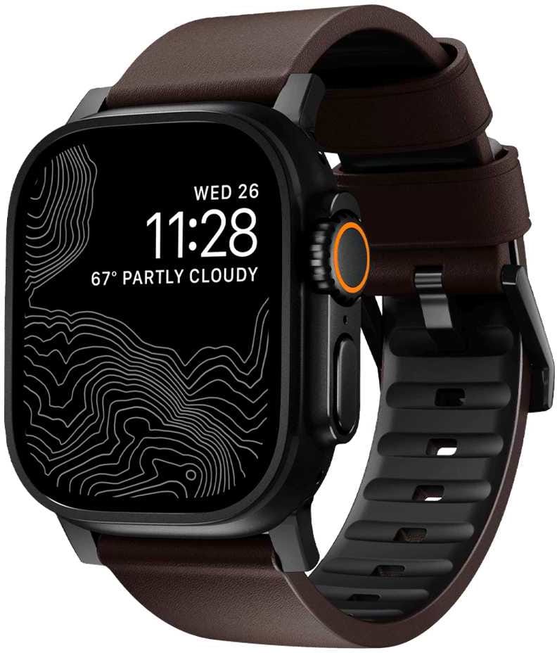 Ремешок для смарт-часов Nomad Active Band Pro Black Hardware Classic Brown 46mm/49mm (NM1A4MBNW0)