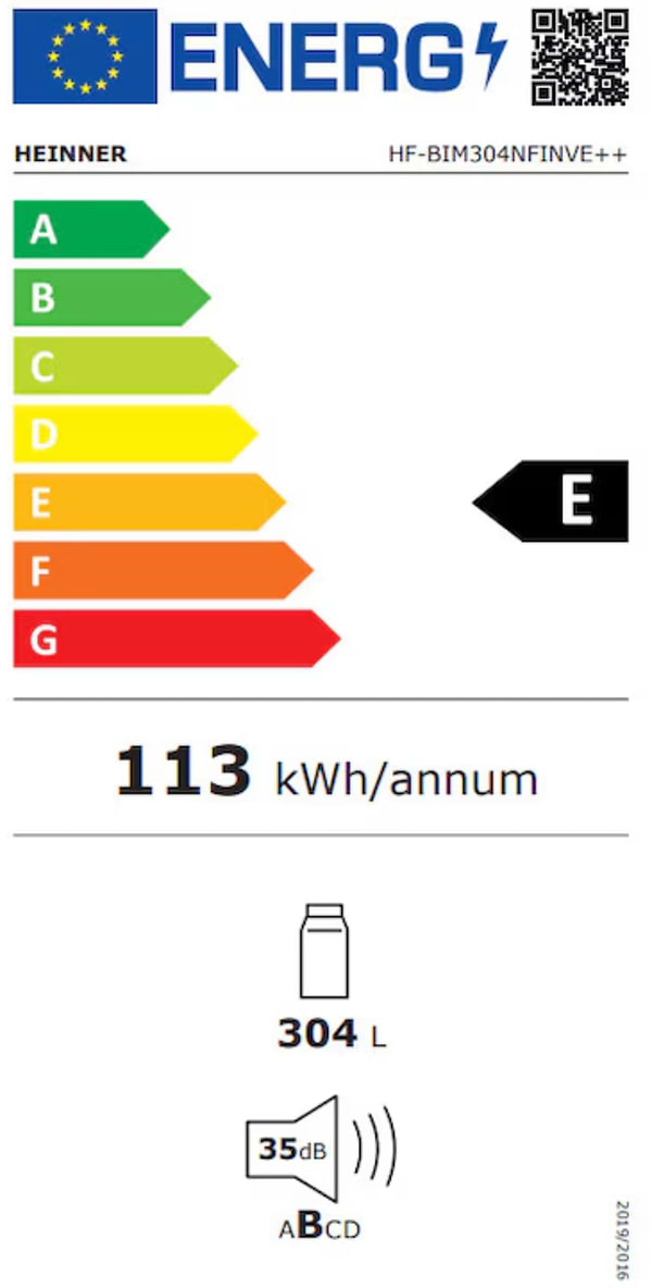 Фото - Холодильник встраиваемый Heinner HF-BIM304NFINVE++
