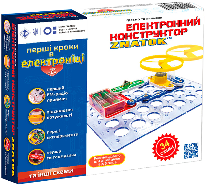 Электронный конструктор Znatok Construction Kits Znatok ''Первые шаги в электронике'' (34 схемы, набор С) (REW-K062)