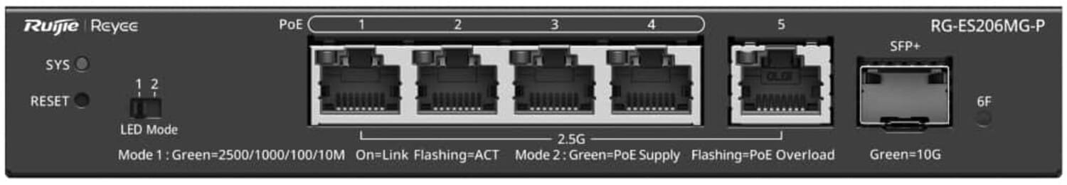 Коммутатор локальної мережі (Switch) Ruijie Reyee (RG-ES206MG-P)
