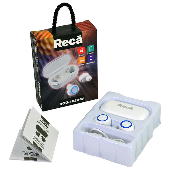 Фото - Навушники вкладиші бездротові TWS Reca RGG-1024-W White