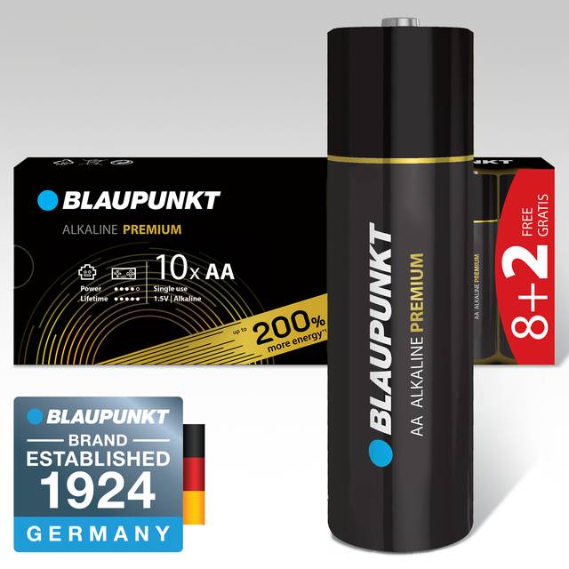 Батарейка тип AA Blaupunkt Alkaline Premium AA pack 10 pcs (8+2) (LR6BPR/10CB 8+2) - Фото 1