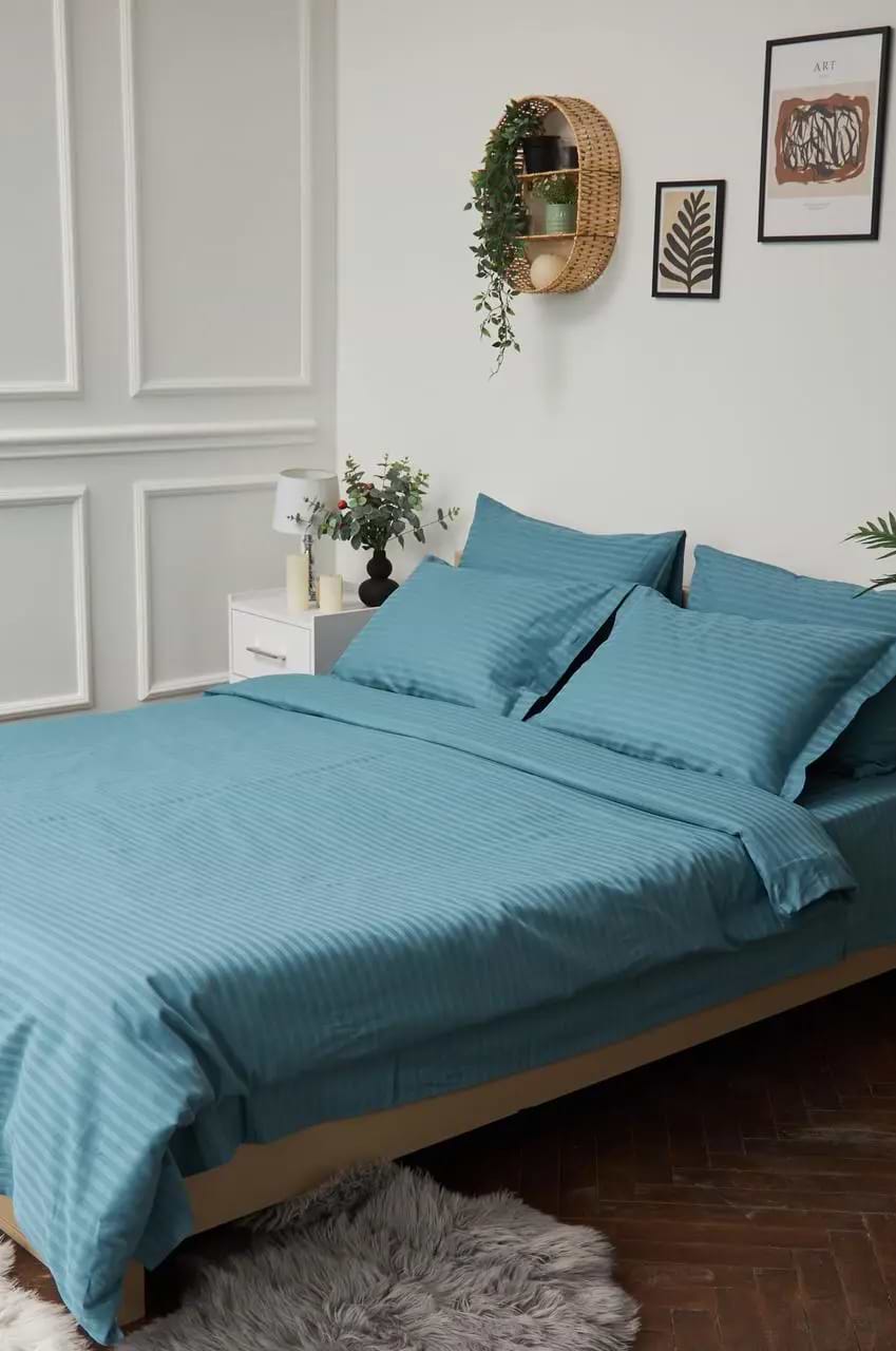 Пододеяльник двуспальный евро Moon&Star Satin Stripe Stripe Green 200x220 см (MS-870000433)