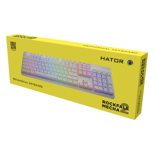 Фото - Клавіатура дротова ігрова Hator Rockfall 2 Mecha Orange USB White (HTK-711)