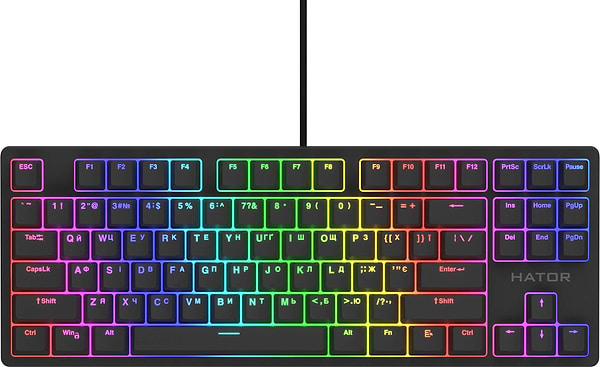 Фото - Клавиатура проводная игровая Hator Rockfall 2 Mecha TKL Orange USB Black (HTK-520)