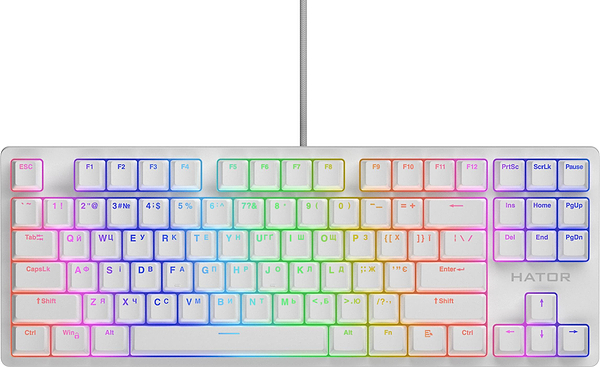 Фото - Клавиатура проводная игровая Hator Rockfall 2 Mecha TKL Orange USB White (HTK-521)