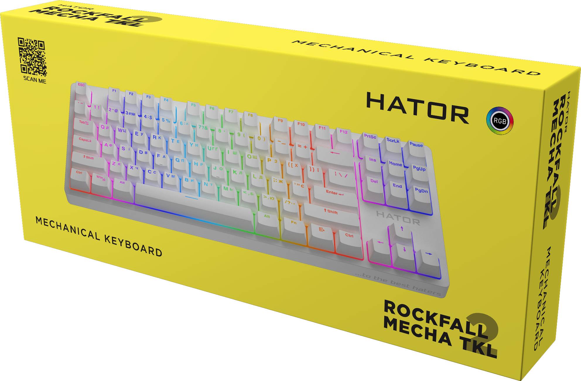 Фото - Клавиатура проводная игровая Hator Rockfall 2 Mecha TKL Orange USB White (HTK-521)