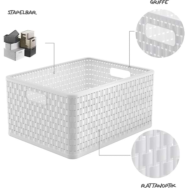 Фото - Короб для зберігання Rotho А4 COUNTRY 28 л білий (11668.1)