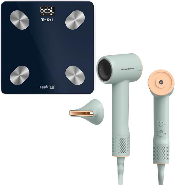 Фото - Комплект техніки Rowenta Фен + Ваги підлогові Rowenta HY5N12E0 BLUMIA + BM9720F0