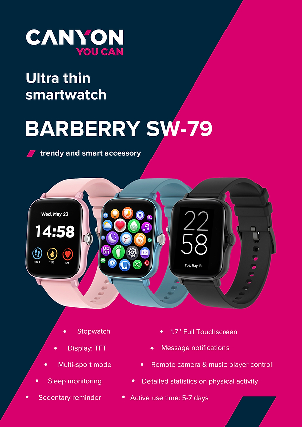Фото - Смарт-годинник Canyon Barberry SW-79 Pink (CNS-SW79PP)