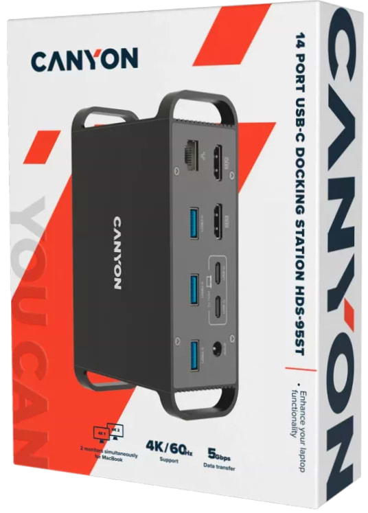 Фото - Док-станція Canyon HDS-95ST USB-C 14-в-1 Black (CNS-HDS95ST)