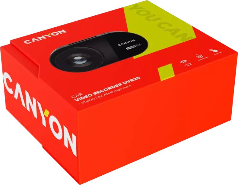 Фото - Видеорегистратор Canyon DVR25 WQHD 2.5K 1440p Wi-Fi Black (CND-DVR25)