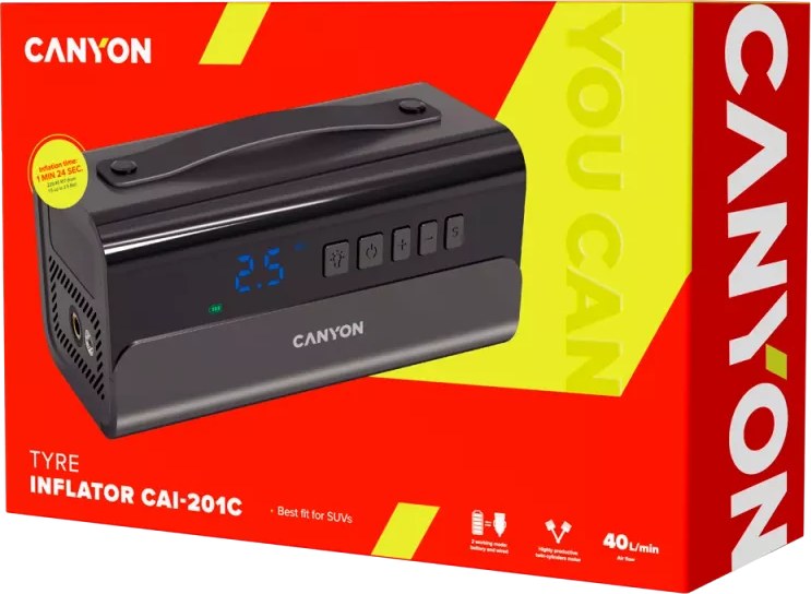 Фото - Автокомпресор Canyon CAI-201CB LED 100PSI 200W Black