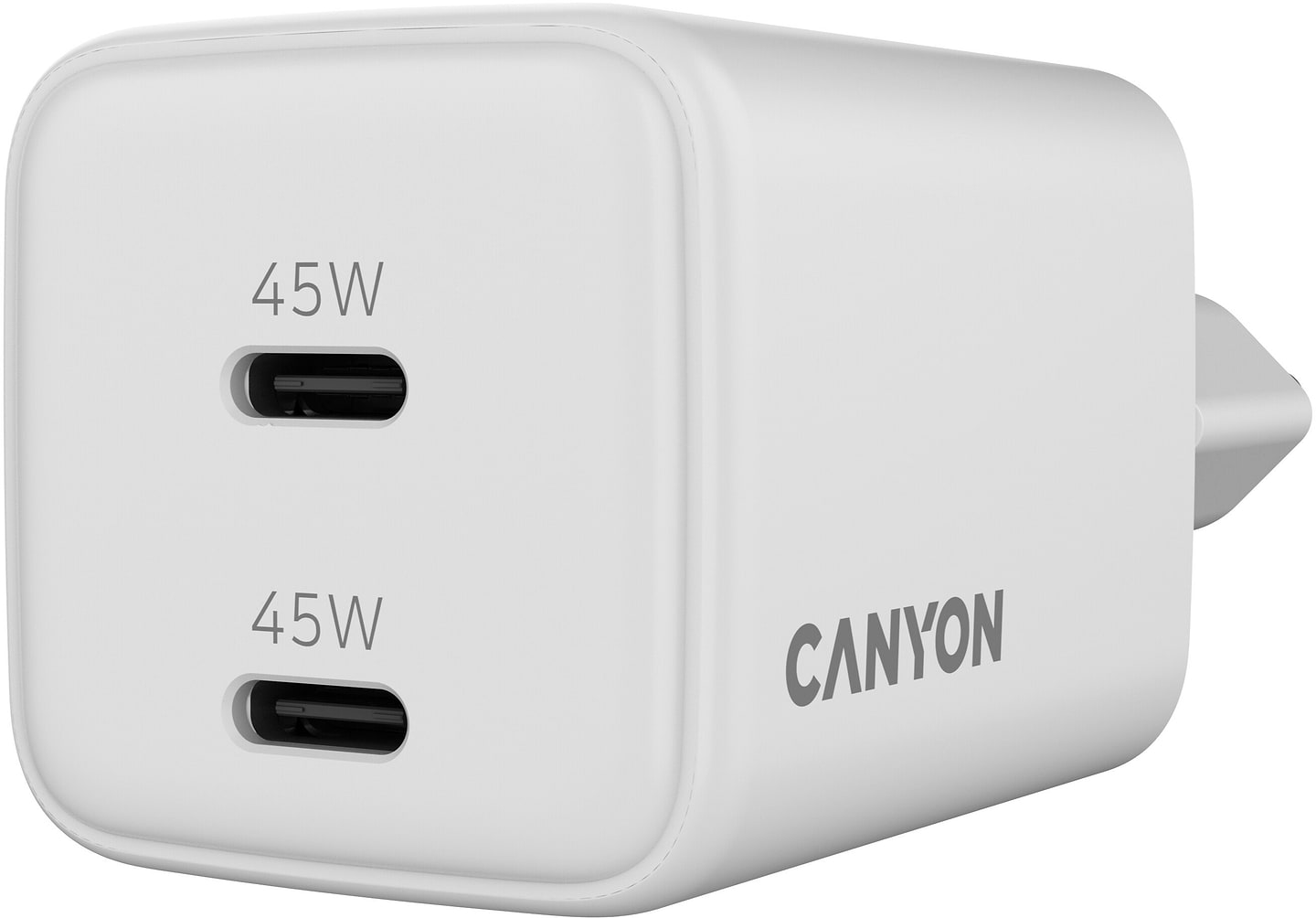 Сетевое зарядное устройство Canyon CU45AC GaN 45W 2xPD White (CNS-CUW45CC) - Фото 1
