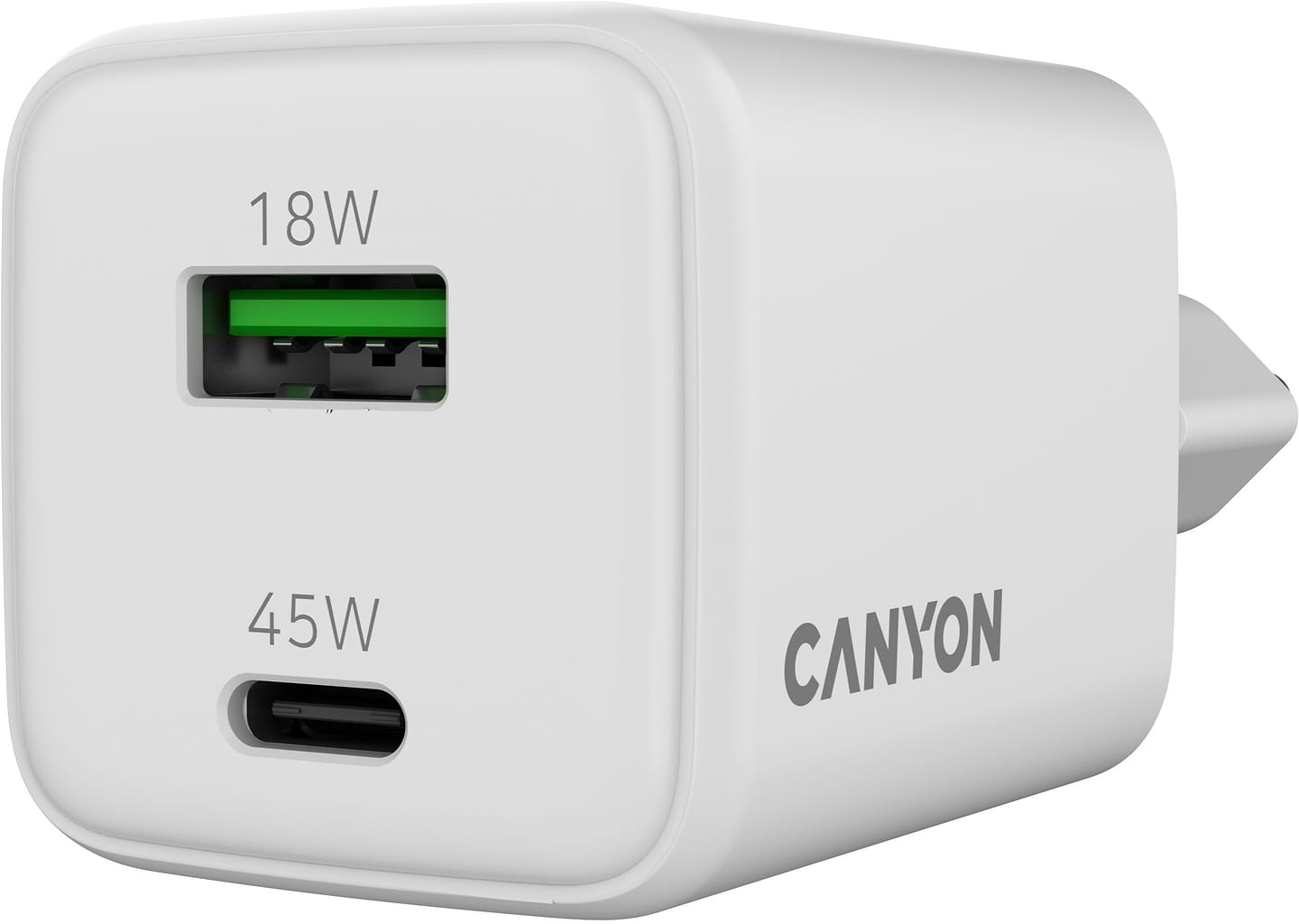 Купити Мережевий зарядний пристрій Canyon CU45AC GaN 45W 1xPD 1xQC White (CNS-CUW45AC) - Фото 1 Мережевий зарядний пристрій Canyon CU45AC GaN 45W 1xPD 1xQC White (CNS-CUW45AC) - Фото 1