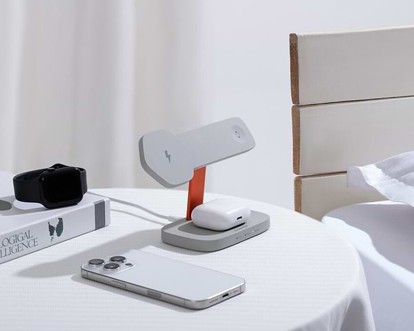 Фото - Беспроводное зарядное устройство Canyon Hexagon WCS-310 QI 3 in 1 Light Grey Orange (CNS-WCS310LGOR)