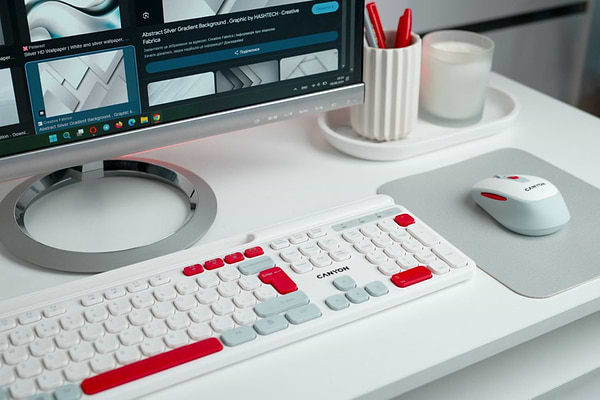 Фото - Клавіатура + миша бездротова Canyon HSET-W5 White (CNS-HSETW5WT)