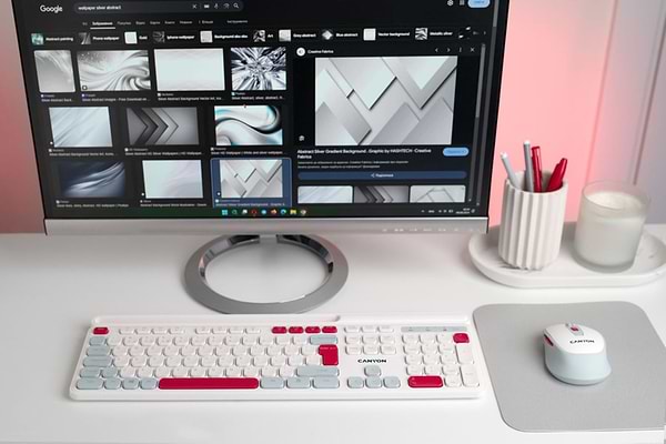 Фото - Клавіатура + миша бездротова Canyon HSET-W5 White (CNS-HSETW5WT)