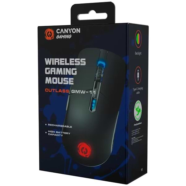 Фото - Миша бездротова ігрова Canyon Cutlass RGB Wireless Gaming Black (CND-SGMW11B)
