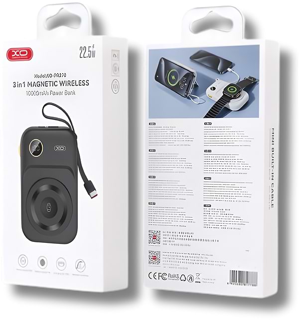 Фото - Батарея мобільна XO PR270 Magnetic MagSafe 15W 3-in-1+PD20W/QC22.5W 10000 mAh Black