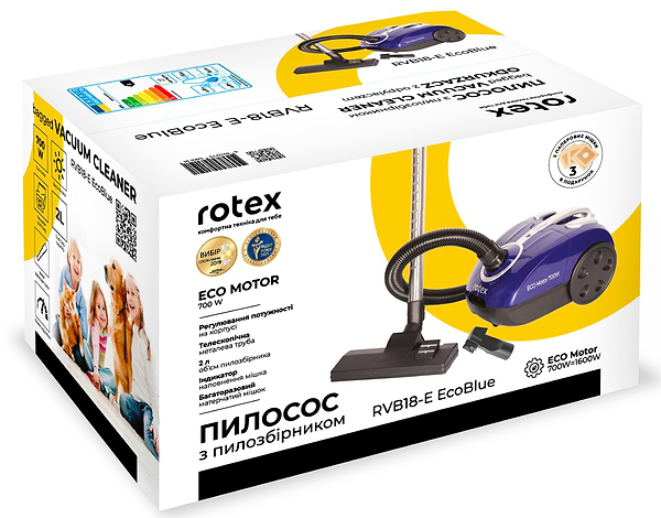 Фото - Пилосос для сухого прибирання з мішком Rotex RVB18-E EcoBlue