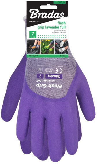 Перчатки садовые BRADAS FLASH GRIP LAVENDER FULL размер 7 (RWFGLRF7)