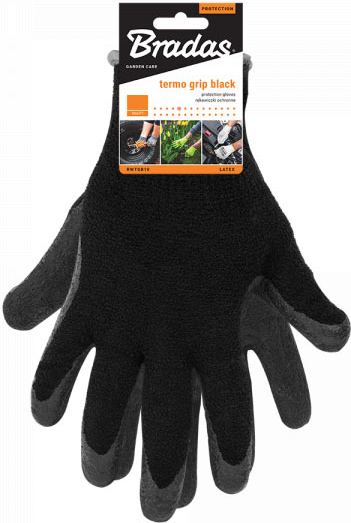 Перчатки садовые BRADAS латексные TERMO GRIP BLACK размер 10 (RWTGB10)