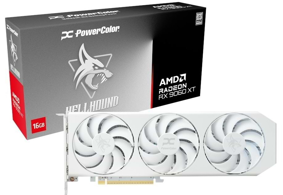 Видеокарта PowerColor AMD Radeon RX 9060 XT 16GB GDDR6 Hellhound Spectral White (RX9060XT 16G-L/OC/WHITE)