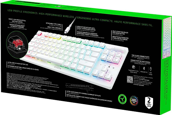 Фото - Клавіатура бездротова ігрова Razer DeathStalker V2 Pro TKL Red Switch White (RZ03-04373500-R3M1)