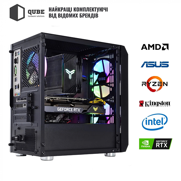 Фото - Системний блок QUBE QB Ryzen 5 7400F RTX 5050 8GB NM 321010 (Ryzen57400FRTX50508GBNM321010)