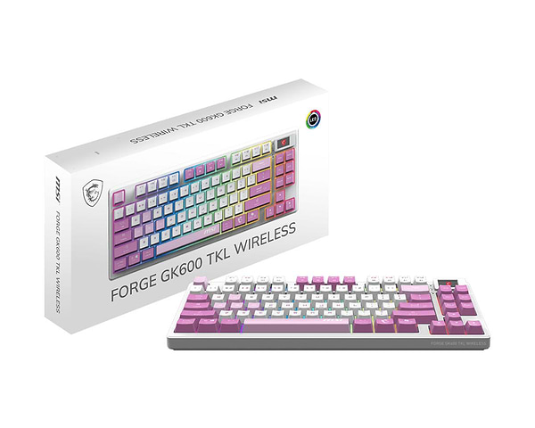 Фото - Клавиатура беспроводная игровая MSI FORGE GK600 TKL W VIOLET UA 83key (S11-43UAQ01-HH9)
