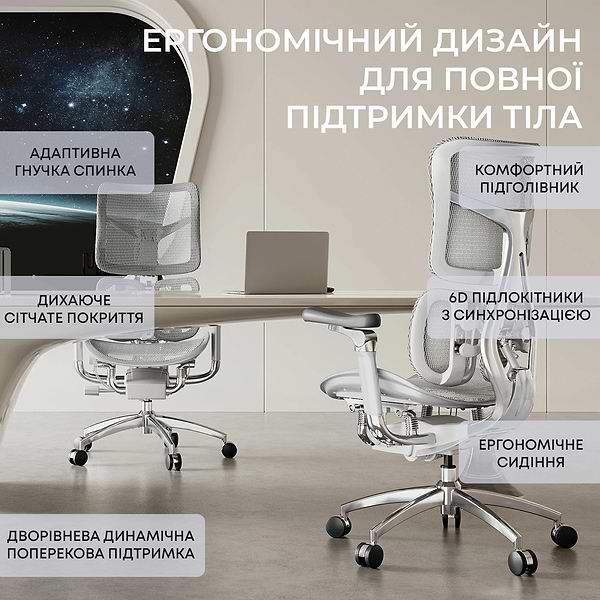 Фото - Кресло офисное Sihoo DORO S300 Mesh Light Grey (S300-M202)