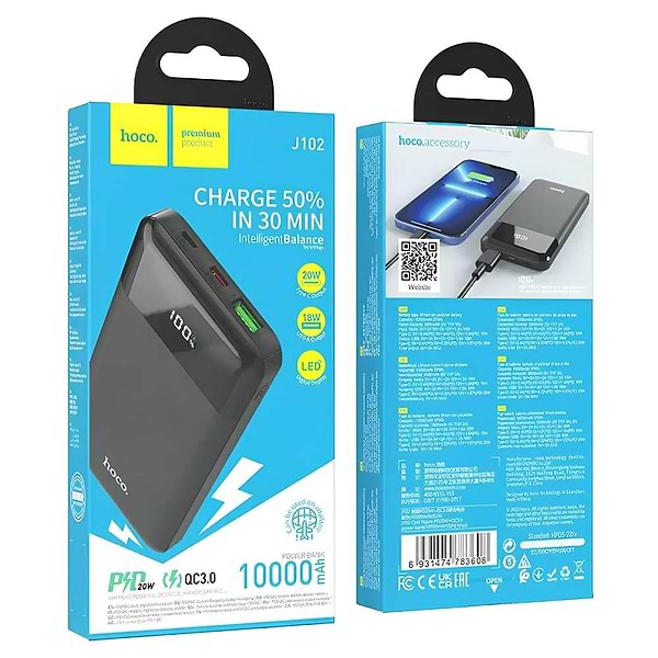 Фото - Батарея мобільна HOCO J102 Cool figure PD20W+QC3.0 10 000mAh Black (6931474783608)